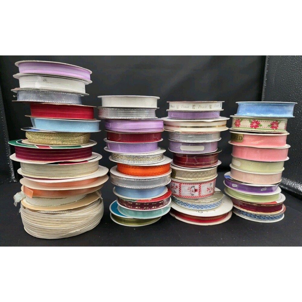 Offray Etc. Ribbon Spools 32 New 12 Partial Assorted Colors Brands And Widths